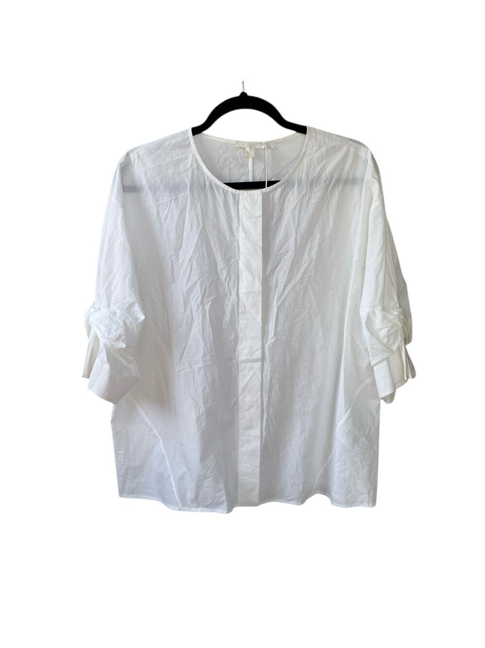 COS White Boxy 3/4 Sleeve Blouse with Mandarin Collar 10